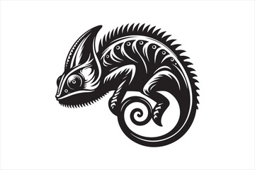 Minimal Chameleon Silhouette for Tattoo or Logo