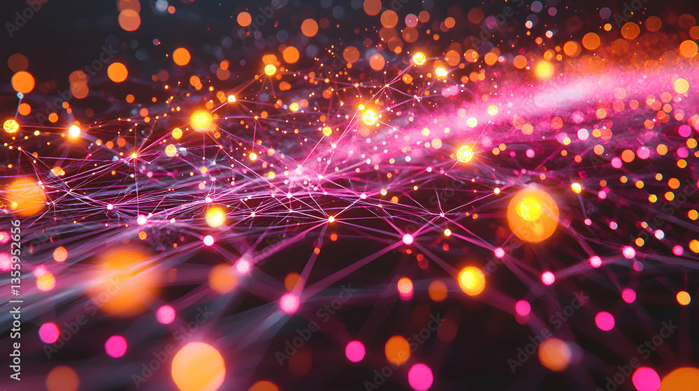 Poster abstract digital network of interconnected nodes. represents data flow information technology or the