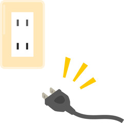 コンセントから抜けたプラグ