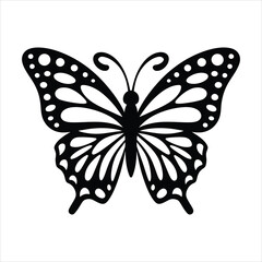 Elegant Butterfly Silhouette Vector Icon – Black Butterfly Clipart for Logo, Tattoo, and Design