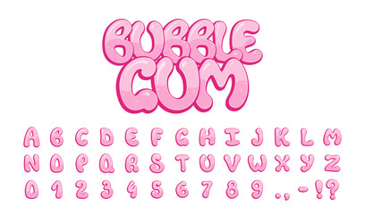 Bubble gum alphabet and numbers, vector illustration design