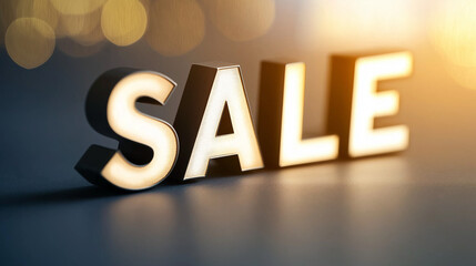 Illuminated sale sign promoting discounts and shopping deals