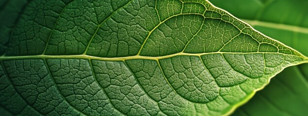 Obraz premium Close-up View of a Vibrant Green Leaf