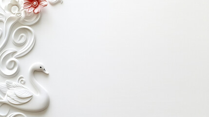 Elegant swan and floral design on white background, perfect for decoration