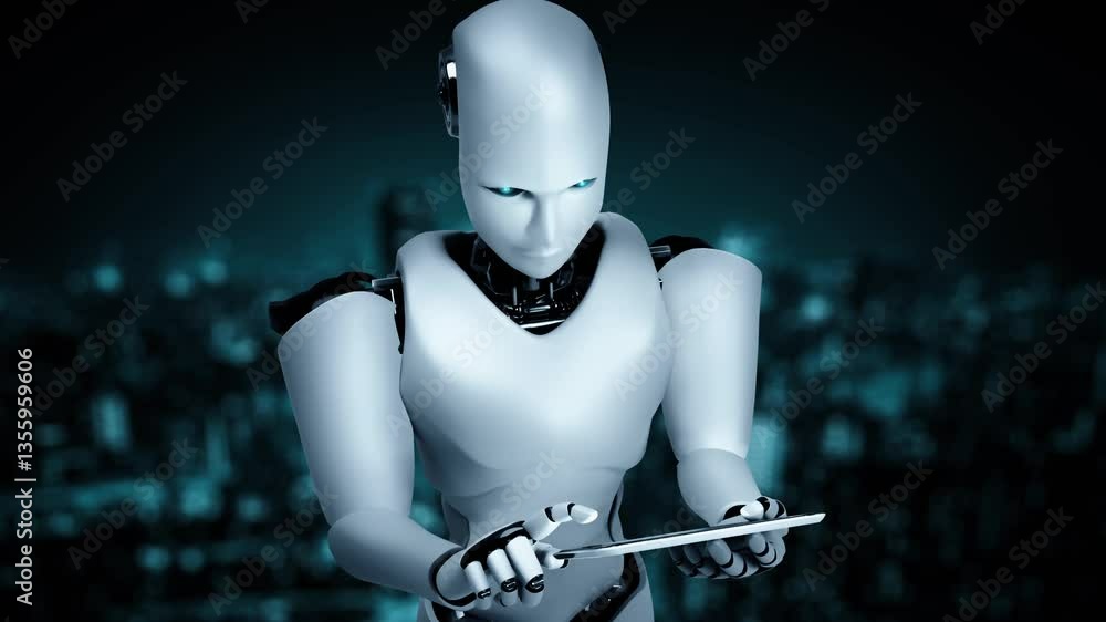 Poster future financial technology controll by ai robot huminoid uses machine learning and artificial intel