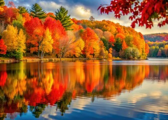 Rice Lake State Park's autumn glory: stunning bokeh photos showcase vibrant Wisconsin fall foliage.