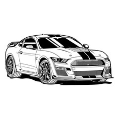 Fototapeta premium vector illustration car isolated on white background. Lineart. Sportcar. Racing car