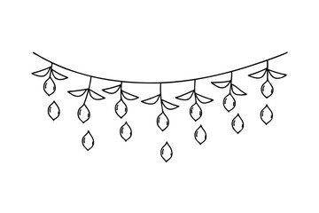 Simple Line Drawing Lemon Garland Festive Decoration Clipart
