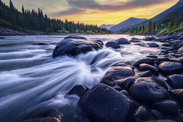 Beutifull river at sunset