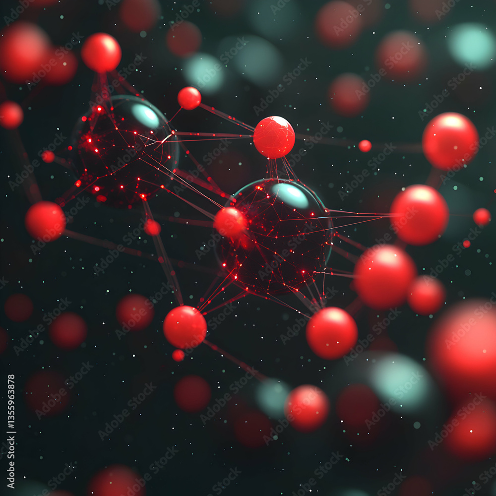 Aufkleber an abstract molecular structure illustration. the image is ideal for use in scientific or technologi