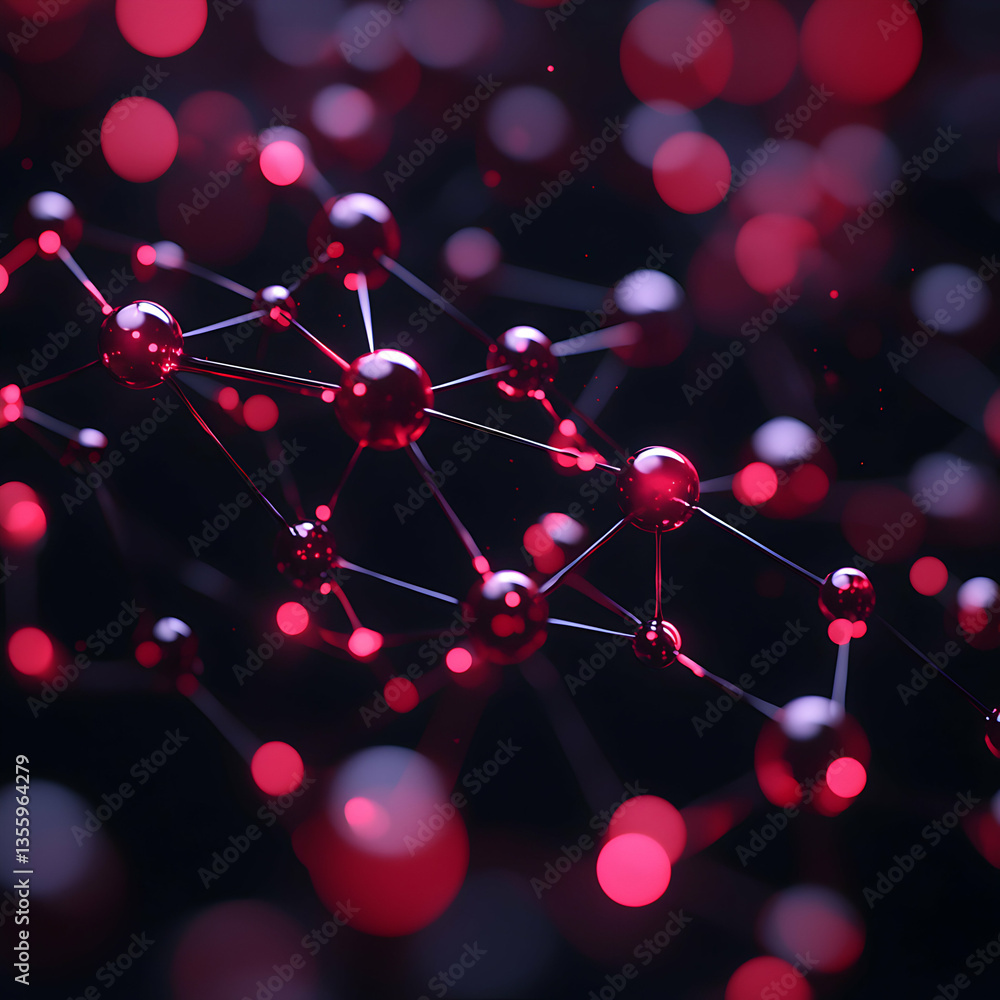Poster abstract molecular structure illustration. perfect for scientific visualization or futuristic design