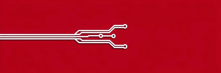 Minimalist circuit line illustration on red background &ndash; Ideal for digital branding, technology-themed marketing, or futuristic designs.