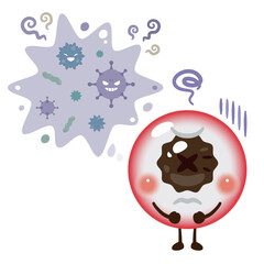 ウイルスに感染した目のキャラクターイラスト