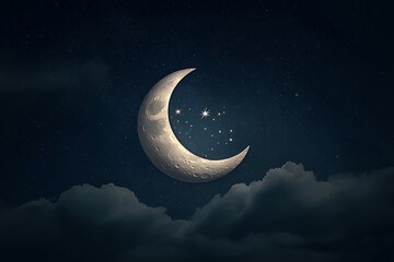 Fototapeta premium Crescent Moon Night Sky
