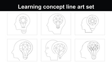 Bright Ideas and Learning with Colorful Lightbulb and Human Profile Illustration