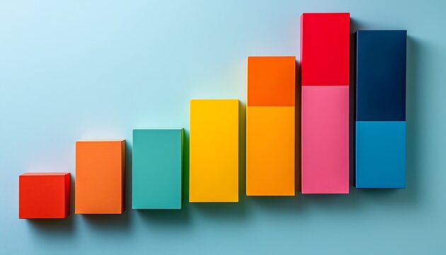 Artistic minimalist charts economic forecasts in color blocks