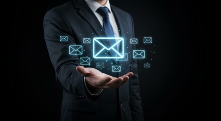 business man pressing social network icon