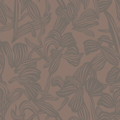 Neutral Colour Botanical Floral Seamless Pattern Design