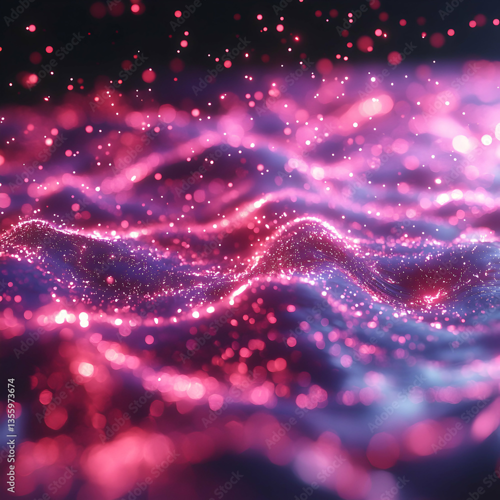 Poster abstract glowing particle field. suggests energy flow or cosmic imagery. use it for digital art back