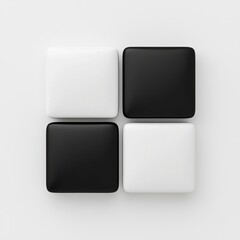 Abstract Black and White Square Tile Grid on Gray Background