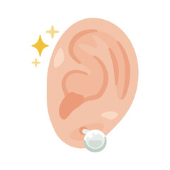 アクセサリーをした耳のイラスト