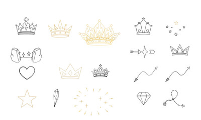 Elegant crown designs featuring various styles, including classic, modern, and decorative elements. These illustrations evoke sense of royalty and charm, perfect for creative projects