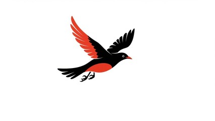 Fototapeta premium A stylized bird in flight with vibrant orange and black colors.