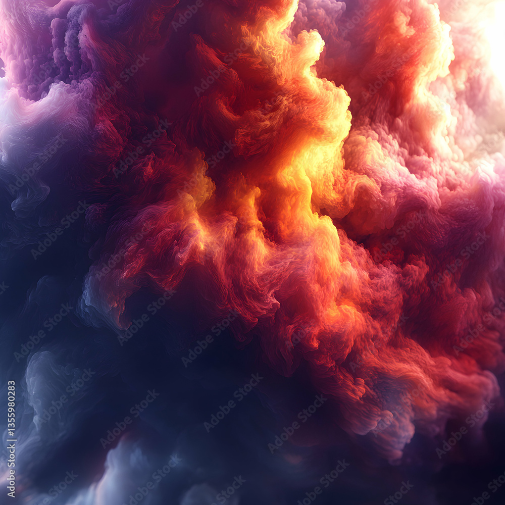 Poster abstract art displaying vibrant clouds. ideal for digital backgrounds textile designs or website hea
