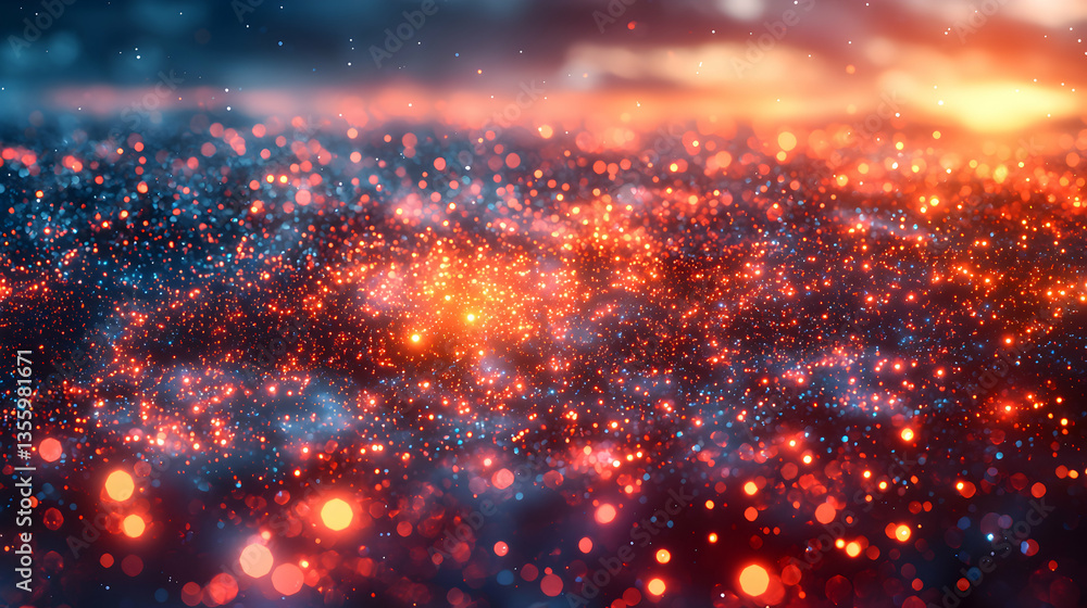 Poster abstract digital art depicting glowing particles. perfect for backgrounds visual effects and creatin