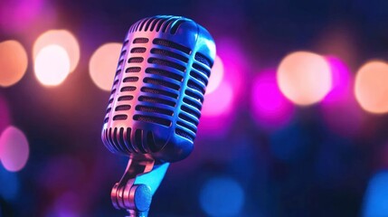 Retro microphone on stage