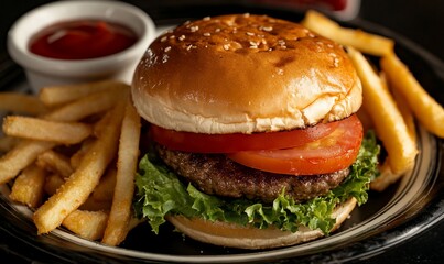 Classic burger and fries