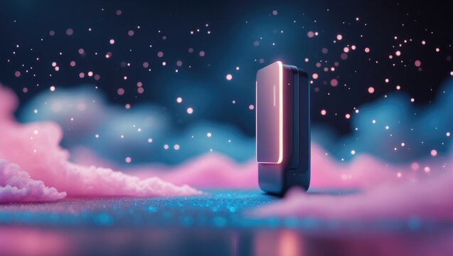 Afrofuturistic cosmic landscape showcasing a sleek minimalist digital interface.