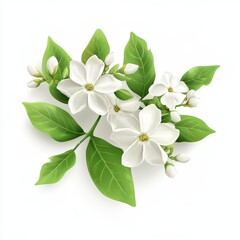 Obraz premium A Delicate and Fragrant Arrangement of Exquisitely Detailed Jasmine Blossoms Against a Pristine White Background
