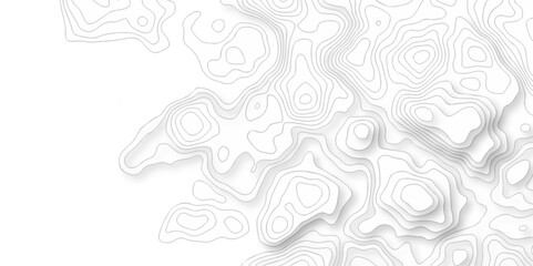 Topo contour map on white background, Topographic contour lines. Seamless pattern with lines Topographic map. Geographic mountain relief diagram line wave carve design.