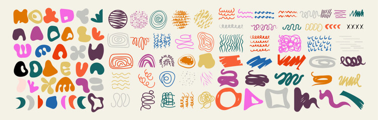 Abstract Colorful Shapes Hand Drawn Doodle Art Design Elements