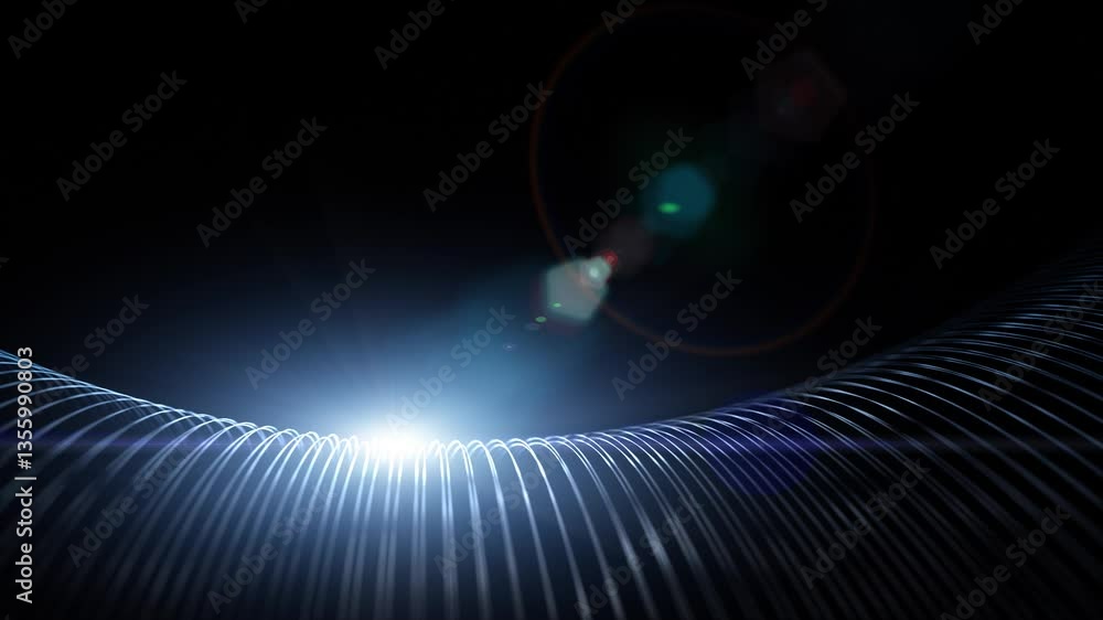 Aufkleber digital curvy lines with glowing spot light lens flare loop animation.