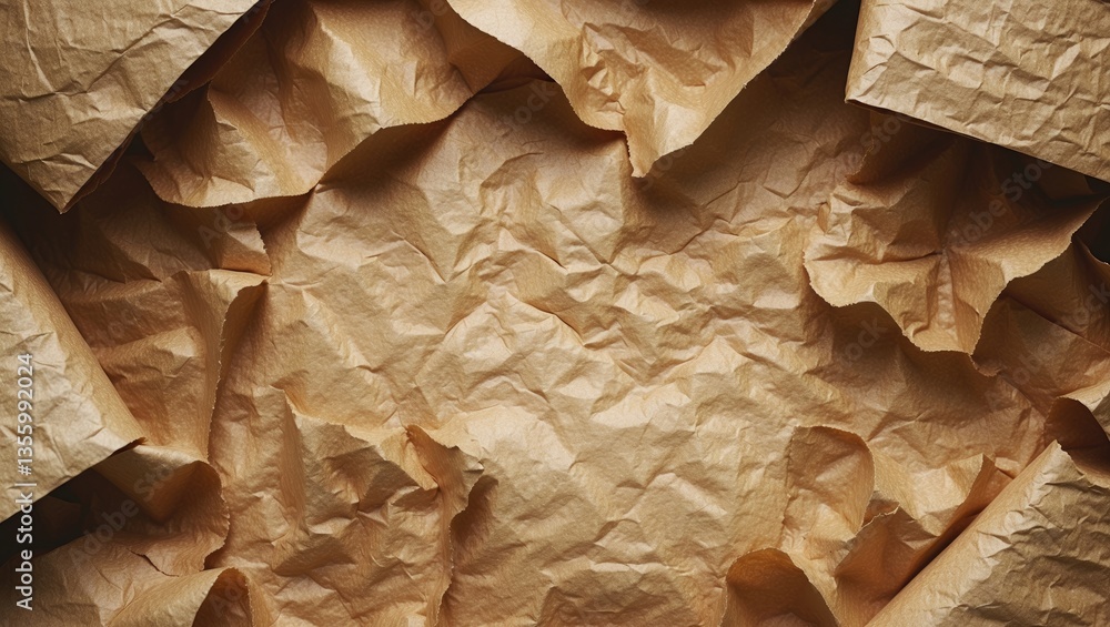 Poster abstract recycled paper texture background in brown. view from the top of an old kraft paper box cra
