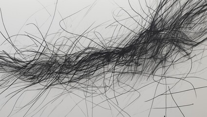 Fototapeta premium abstract lines on white paper, black pencil