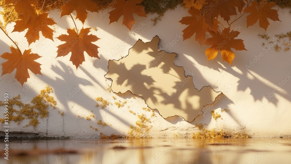 Poster abstract autumnal fall scene in shades of cream color. autumn texture background featuring the shado