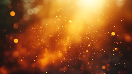 Fototapeta premium Golden particles dance amidst bokeh in sunlit ethereal space.