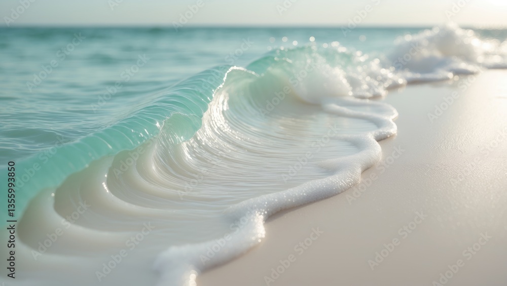 Poster background image featuring gentle ocean waves on a sandy beach. close-up of an ocean wave with space