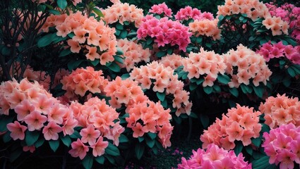 beautiful flowering branches on bushes with pink petals