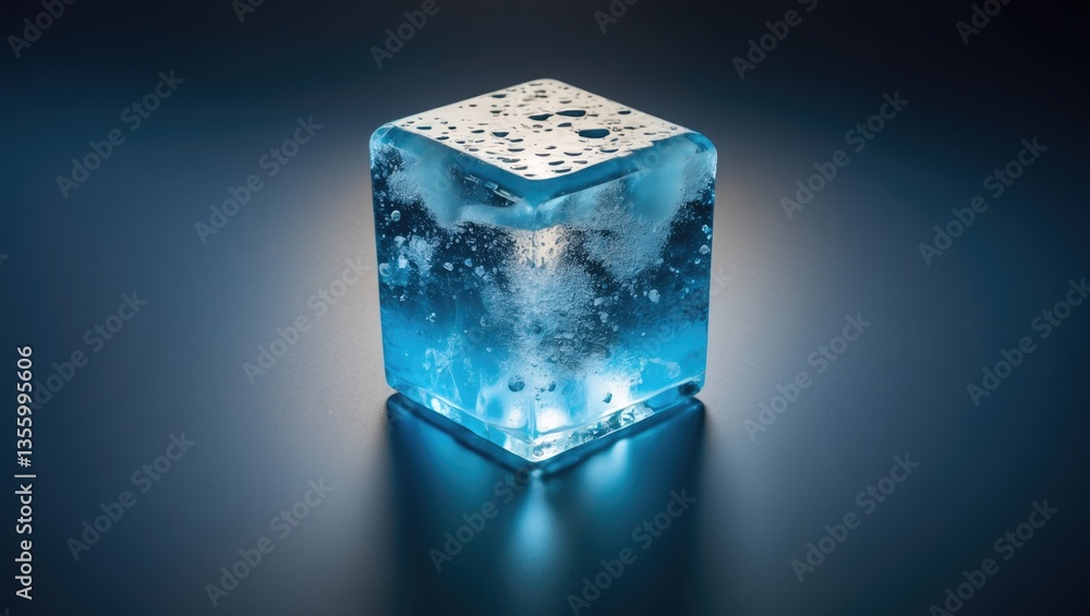 Poster textured blue rectangular ice block, isolated on a background. clipping path included.