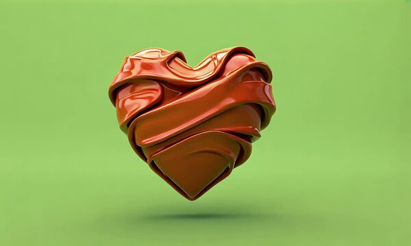 Playful 3d heart animation featuring a gentle squishy bounce with a shiny and polished look on a solid green background