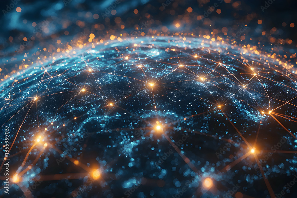 Poster this image shows a digital network globe concept. it could be used to illustrate technology internet