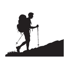 Hiking man Silhouettes. hiker with rucksacks silhouette.