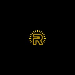 Electric letter R logo icon isolated on dark background