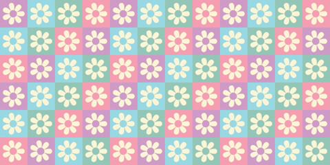 Retro Floral Seamless Pattern &ndash; Pastel Vintage Aesthetic Background
