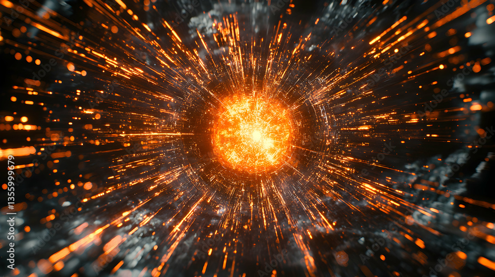 Poster this is a striking image of a fiery explosion. it evokes energy movement and destruction perfect for