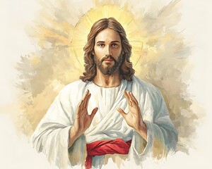 Jesus Christ portrait for heavenly light.